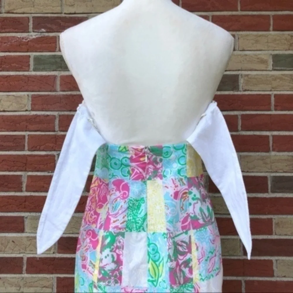 Lilly Pulitzer Franco State Patch Ric Rac White Pink Strapless Dress 👗 - Picture 9 of 14
